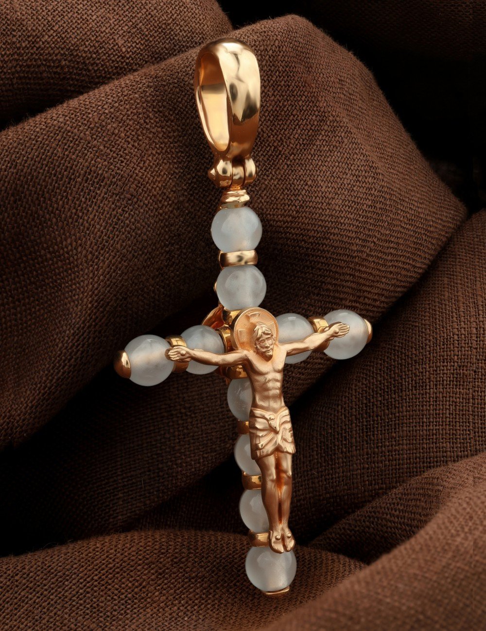 Крест из золота 585 пробы c агатом