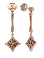 Серьги из золота 585 пробы c фианитом и тигровым глазом