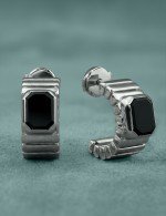 Серьги из белого золота 585 пробы c ониксом
