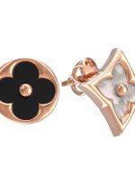 Серьги из золота 585 пробы c ониксом и перламутром