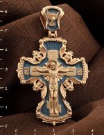 Крест из золота 585 пробы c эмалью