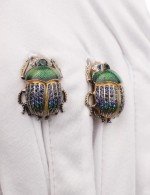Серьги из лимонного золота 585 пробы c эмалью, фианитом и турмалином