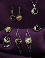 Кольцо из белого золота 585 пробы c бриллиантами и ониксом