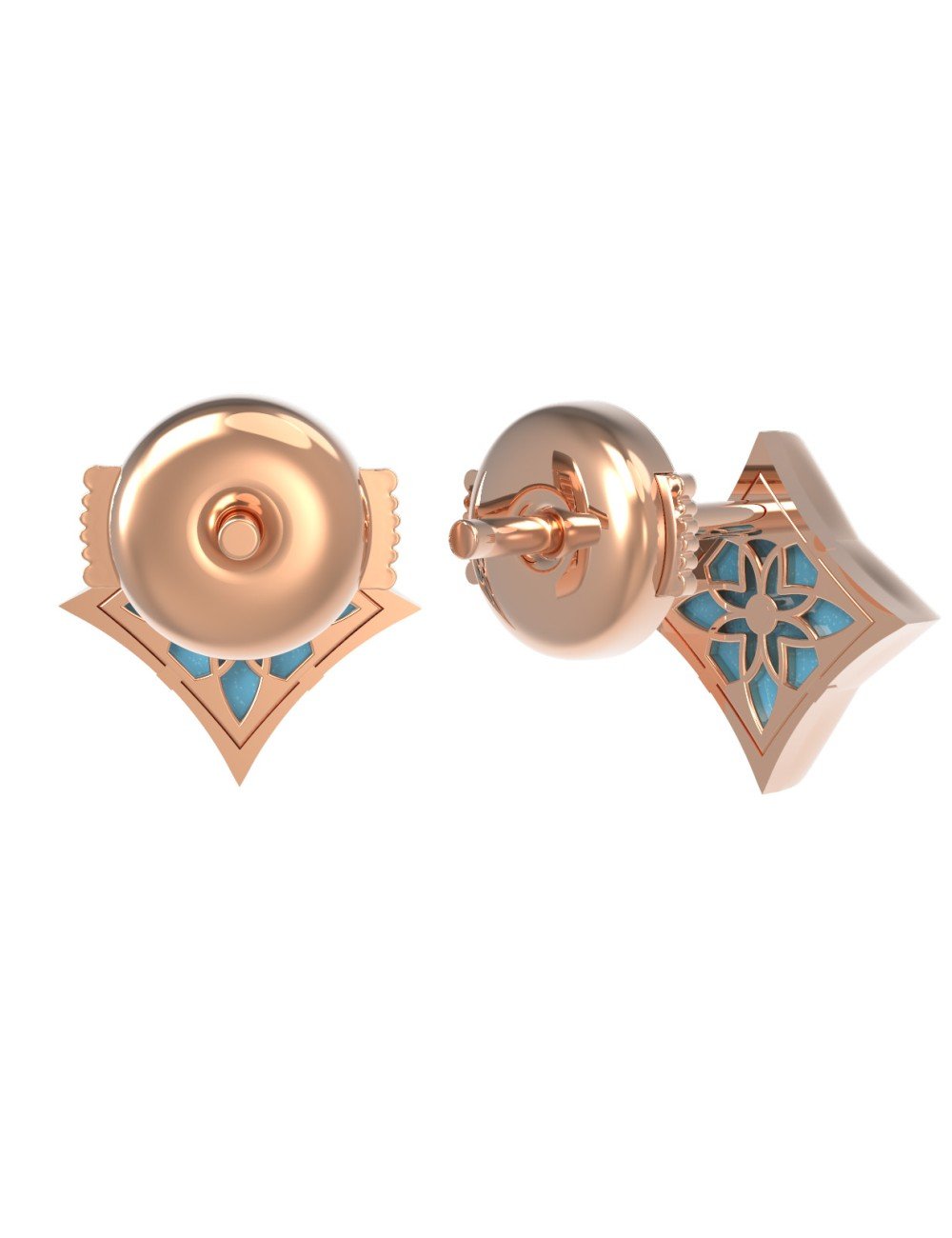 Серьги из золота 585 пробы c бирюзой