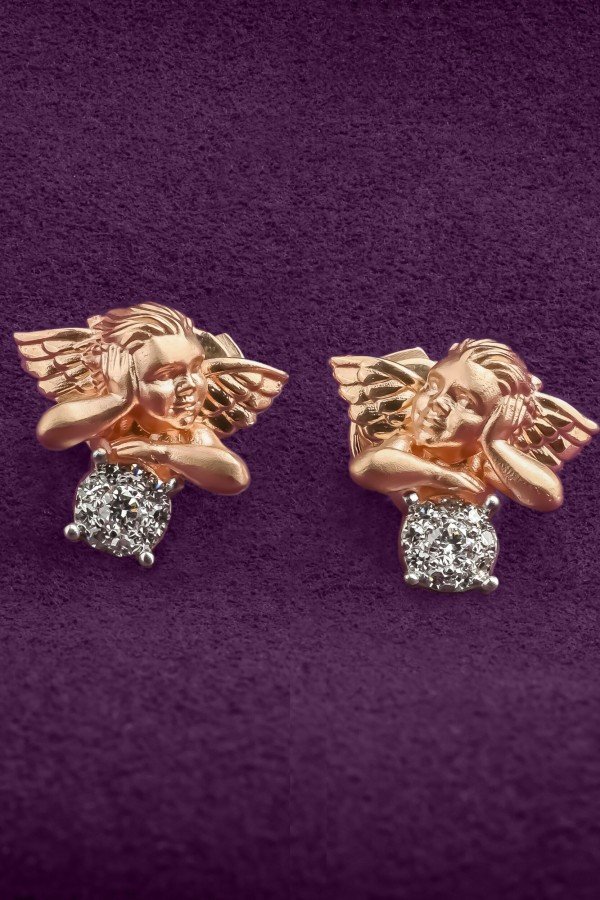 Серьги из золота 585 пробы c бриллиантами