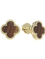Серьги из лимонного золота 585 пробы c тигровым глазом