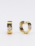 Серьги из лимонного золота 585 пробы c бриллиантами
