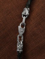 Гайтан из белого золота 585 пробы c кожаным шнурком