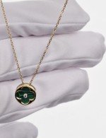 Колье из лимонного золота 585 пробы c бриллиантами и малахитом