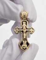 Крест из лимонного золота 585 пробы c ониксом
