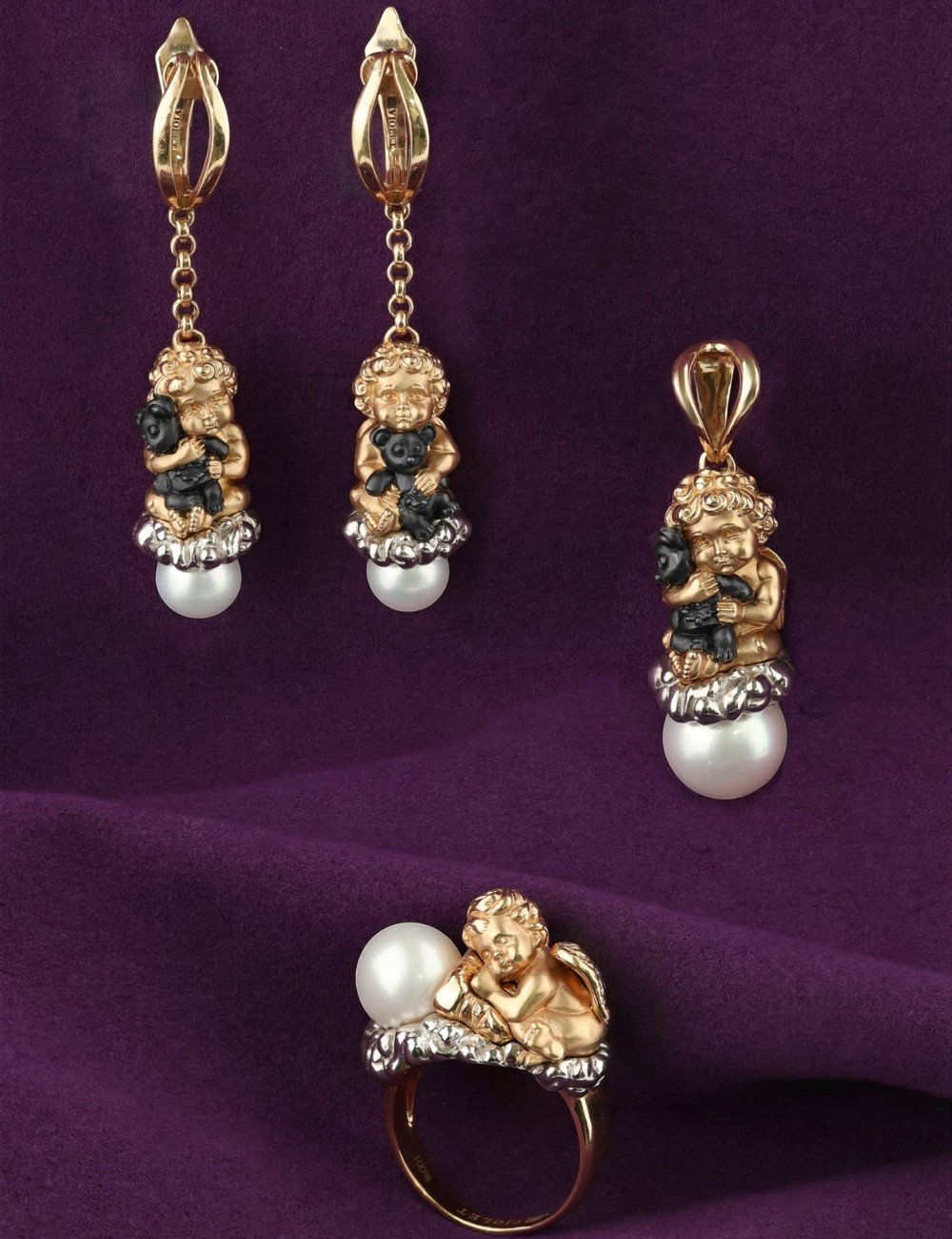 Серьги из золота 585 пробы c жемчугом