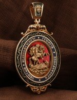 Образок из золота 585 пробы c эмалью