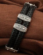Браслет из серебра 925 пробы c кожаным шнурком