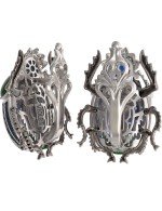 Серьги из белого золота 585 пробы c эмалью, фианитом и сапфиром