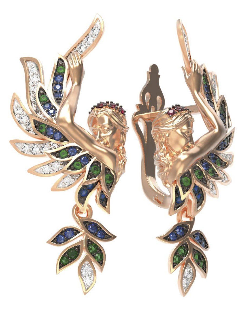 Серьги из золота 585 пробы c фианитом