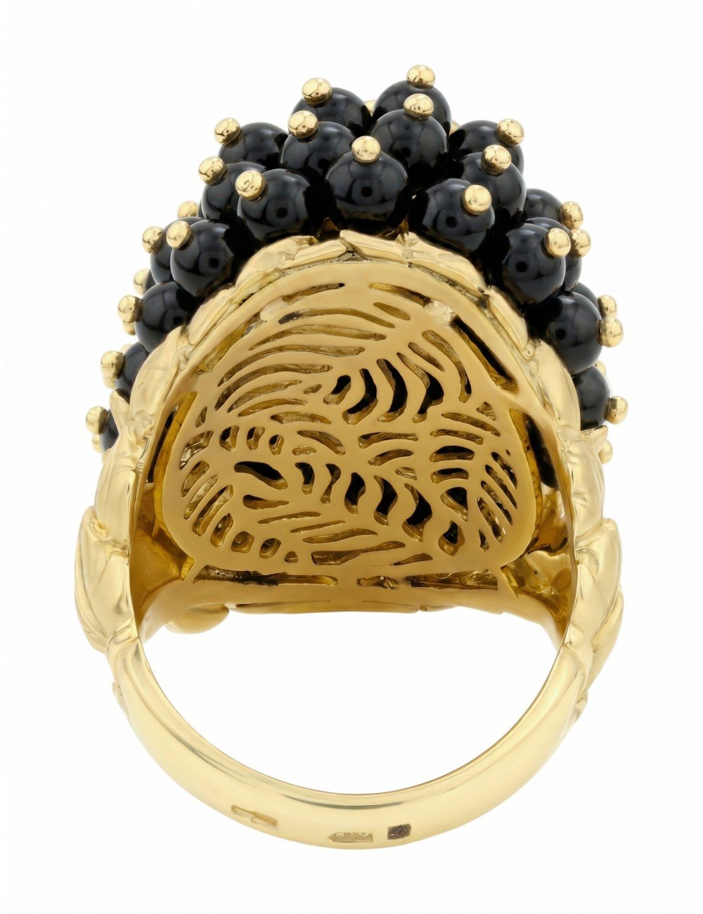 Кольцо из лимонного золота 585 пробы c эмалью и ониксом
