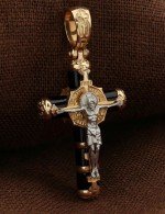 Крест из золота 585 пробы c ониксом