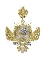 Подвеска из лимонного золота 585 пробы c эмалью и жемчугом