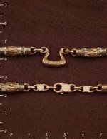 Цепь из золота 585 пробы c эмалью и бивнем мамонта