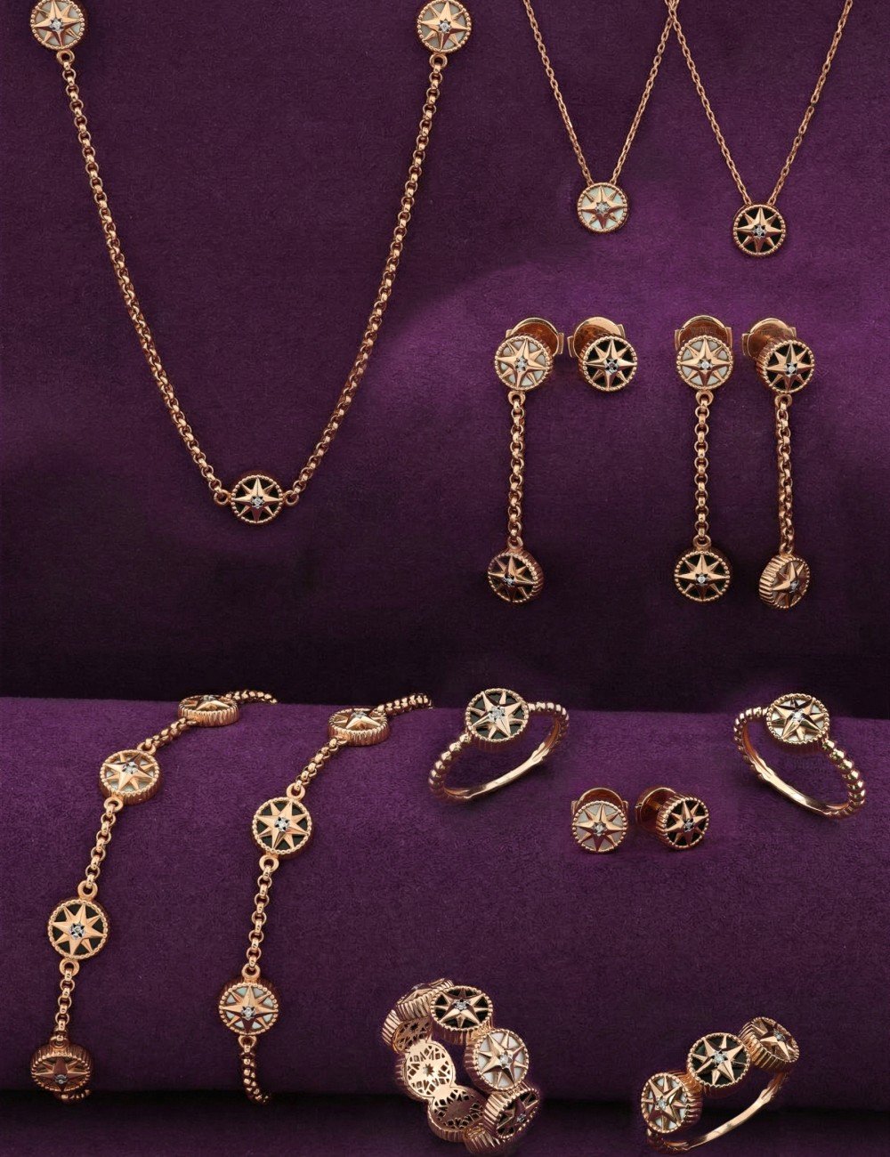 Кольцо из золота 585 пробы c бриллиантами, ониксом и перламутром