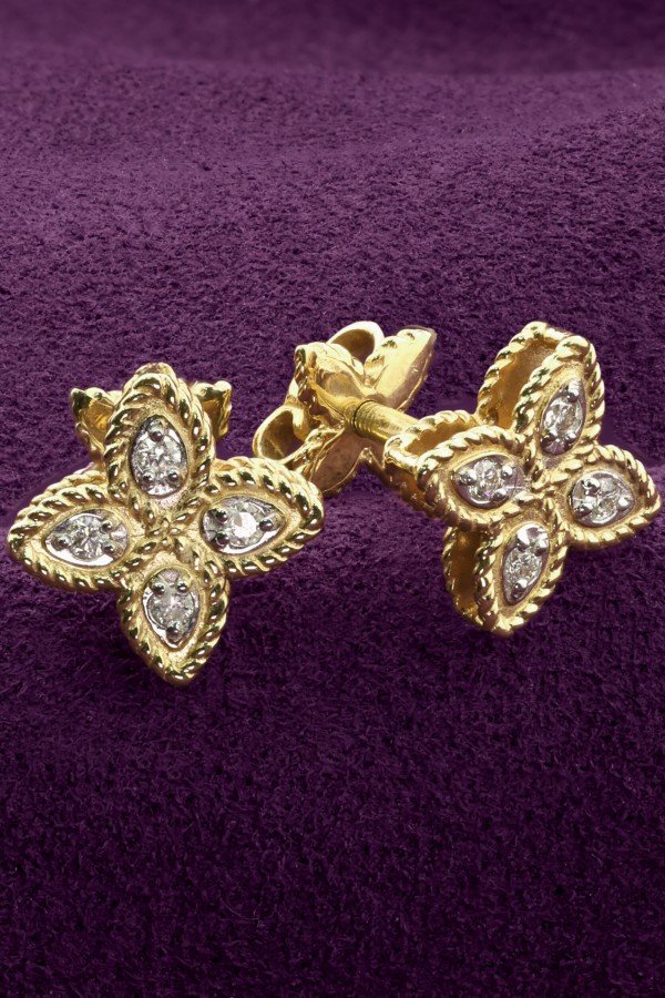 Серьги из лимонного золота 585 пробы c бриллиантами