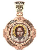 Образок из золота 585 пробы c эмалью и иконописью