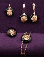 Серьги из золота 585 пробы c ониксом
