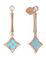 Серьги из золота 585 пробы c фианитом и бирюзой