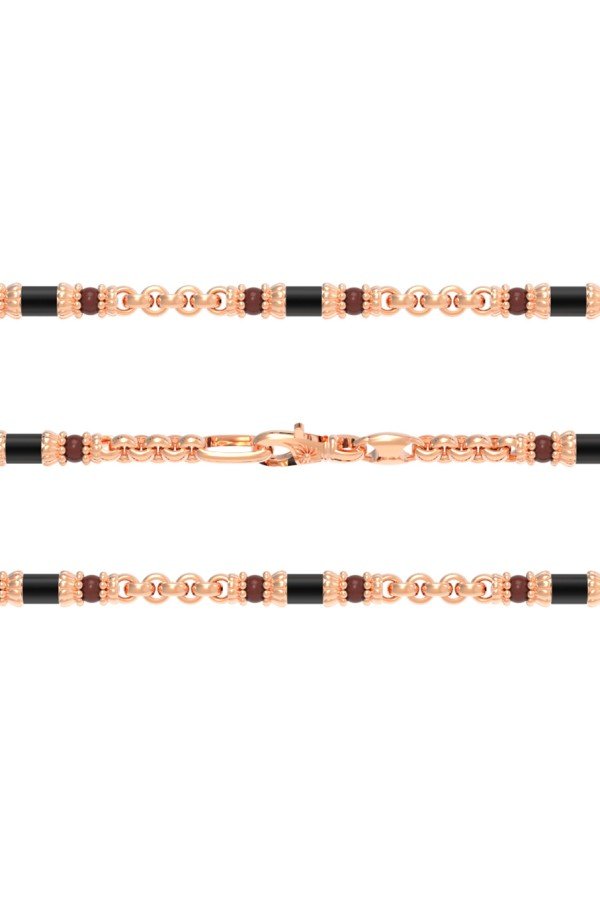 Цепь из золота 585 пробы c ониксом и кораллом