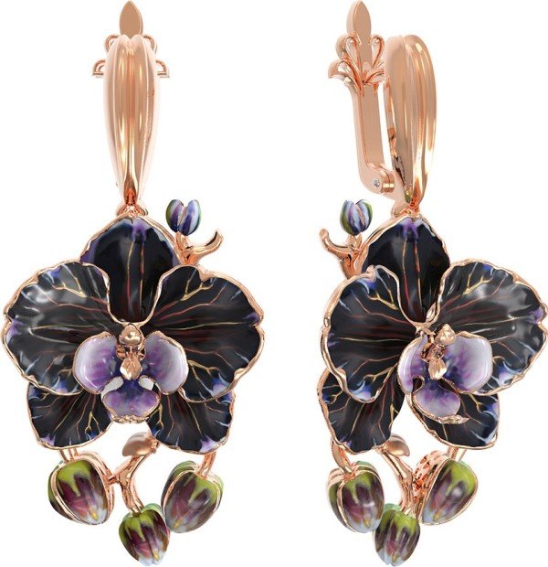 Серьги из золота 585 пробы c эмалью