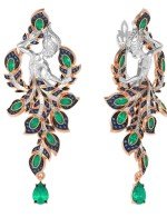 Серьги из золота 585 пробы c фианитом и хризопразом