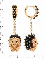 Серьги из золота 585 пробы c эмалью и ониксом