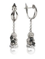 Серьги из белого золота 585 пробы c жемчугом