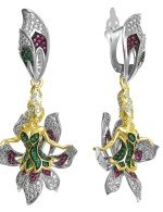 Серьги из белого золота 585 пробы c фианитом