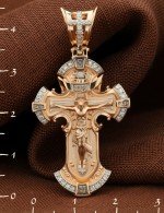 Крест из золота 585 пробы c бриллиантами