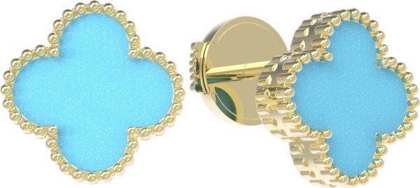 Серьги из лимонного золота 585 пробы c бирюзой