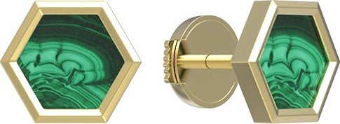 Серьги из лимонного золота 585 пробы c малахитом