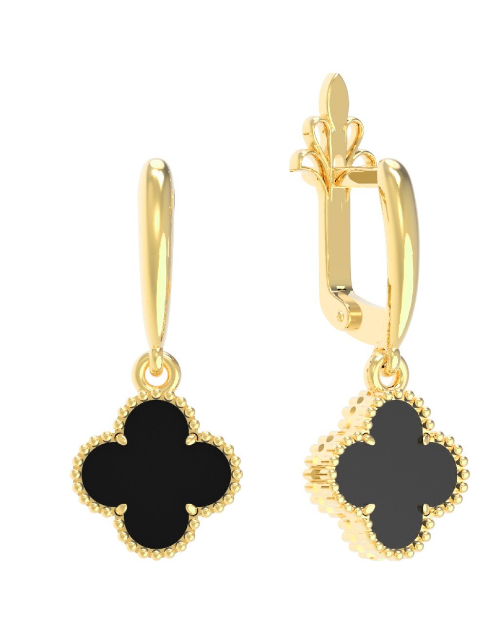 Серьги из лимонного золота 585 пробы c ониксом