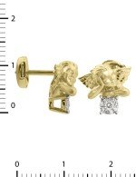 Серьги из лимонного золота 585 пробы c бриллиантами