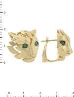 Серьги из лимонного золота 585 пробы c изумрудом