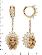 Серьги из золота 585 пробы c эмалью и жемчугом