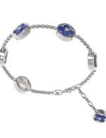 Браслет из белого золота 585 пробы c бриллиантами, лазуритом и перламутром
