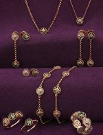 Колье из золота 585 пробы c бриллиантами и малахитом