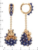 Серьги из золота 585 пробы c эмалью и лазуритом