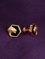 Серьги из лимонного золота 585 пробы c бриллиантами и ониксом