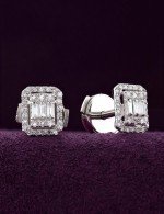 Серьги из белого золота 585 пробы c бриллиантами