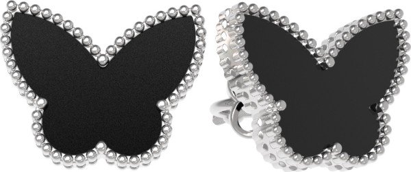 Серьги из белого золота 585 пробы c ониксом