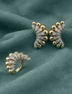 Серьги из лимонного золота 585 пробы c бриллиантами