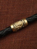 Гайтан из лимонного золота 585 пробы c кожаным шнурком