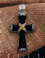 Крест из серебра 925 пробы и золота 750 пробы c ониксом и рубином